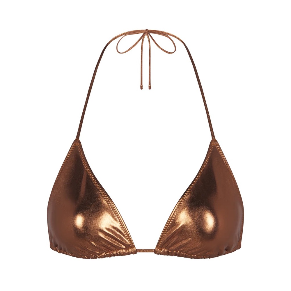 SKIMS Metallic Swim Triangle Top in Penny
